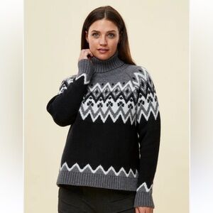 KRIMSON KLOVER Layla Fair Isle Turtleneck Sweater Wool Blend Size XS EUC